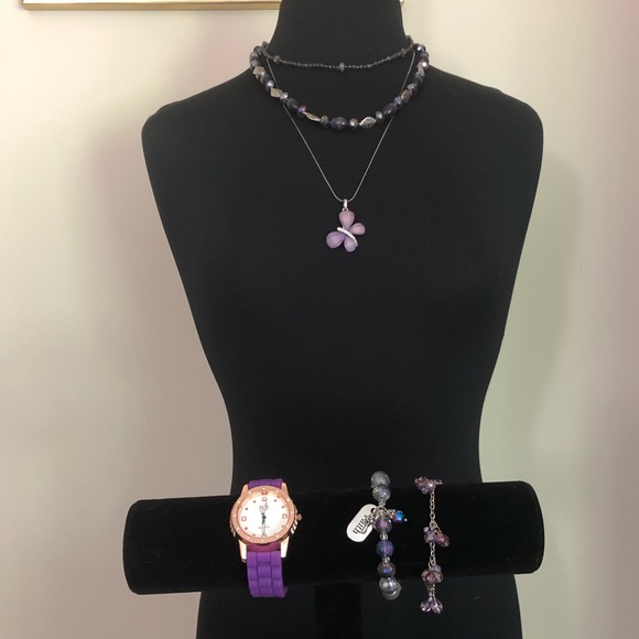 Vintage Jewelry 6 Pieces Of Purple Vintage Costume Jewelry Watch